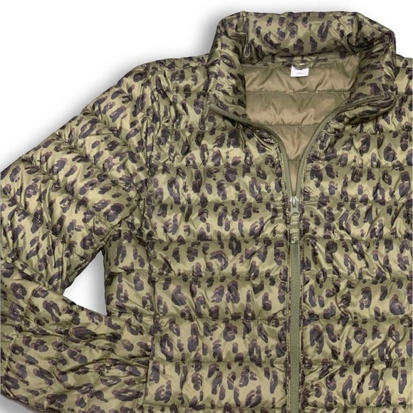 Leopard Puffer Jacket Quilted Narrow Channel Women's Small - Picture 3 of 14